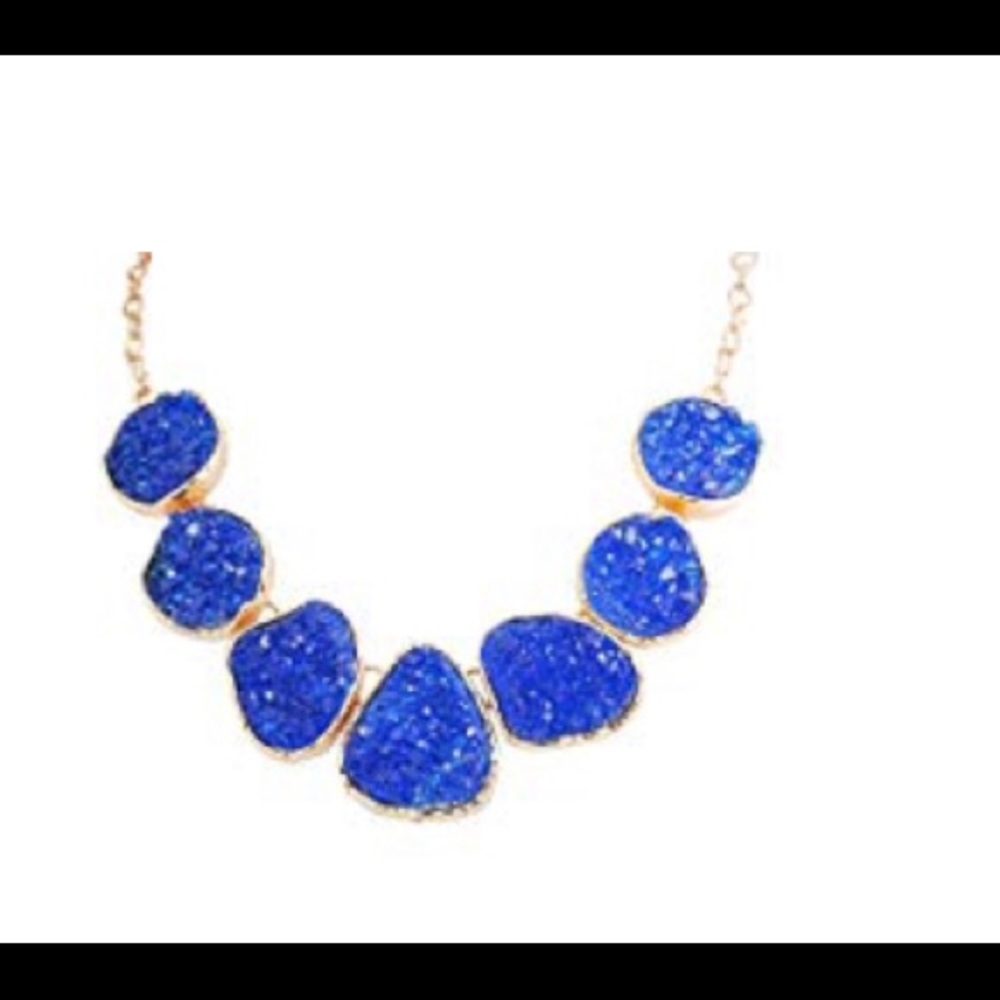 Royal Blue Drusy Necklace Statement